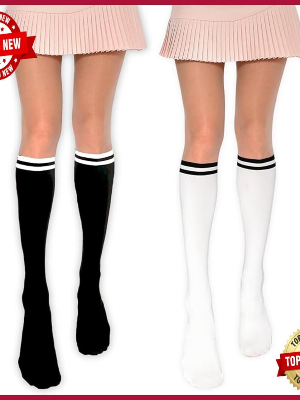 Stripe Two-Tone Knee-High Golf Stockings Two Pack UV Protection Sheers